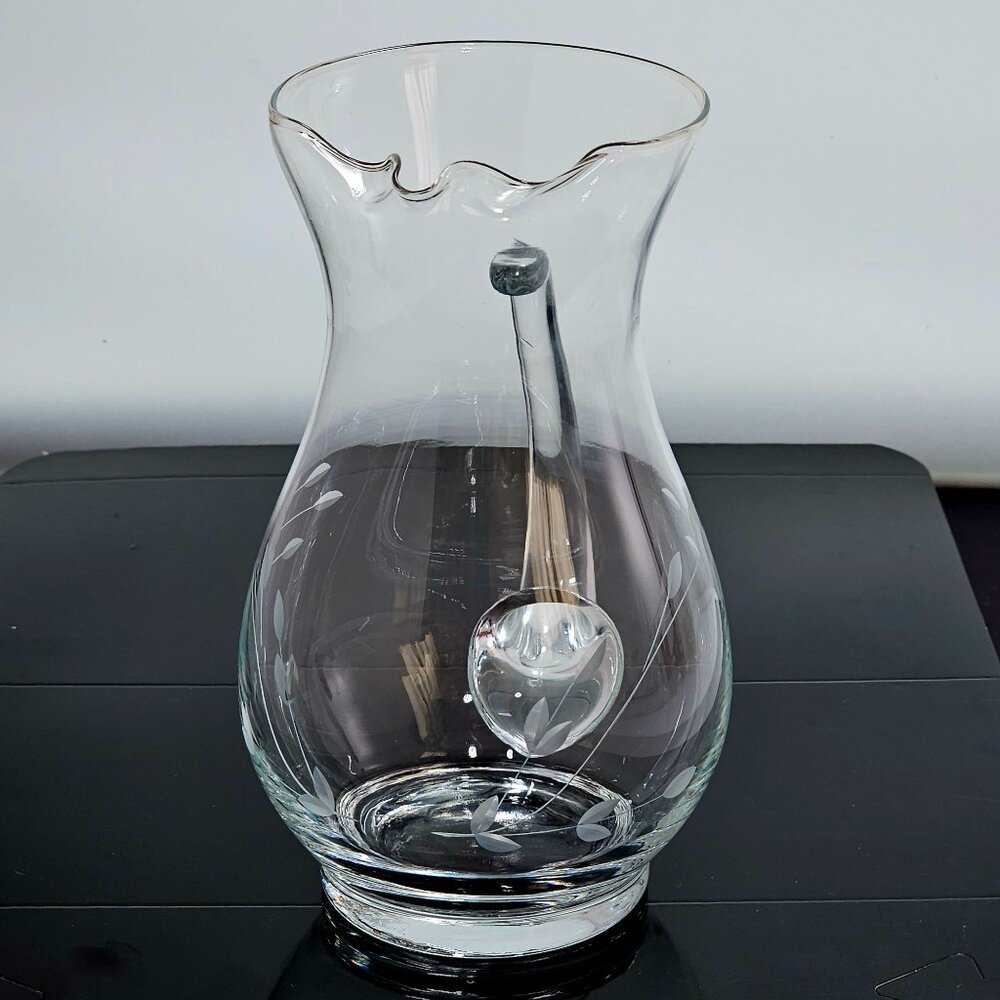 Princess House Heritage Pitcher 6.5" Ice Lip Crystal etched floral vtg romance - Picture 7 of 8